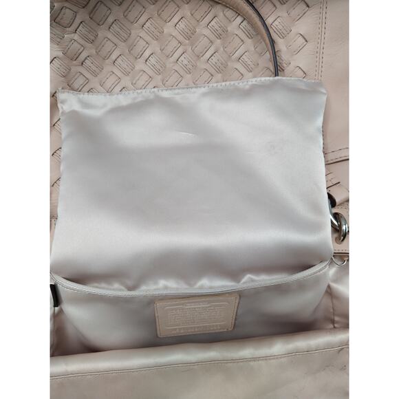 Coach North South Taupe Woven Leather Outside Pockets Shoulder Bag - Picture 11 of 16